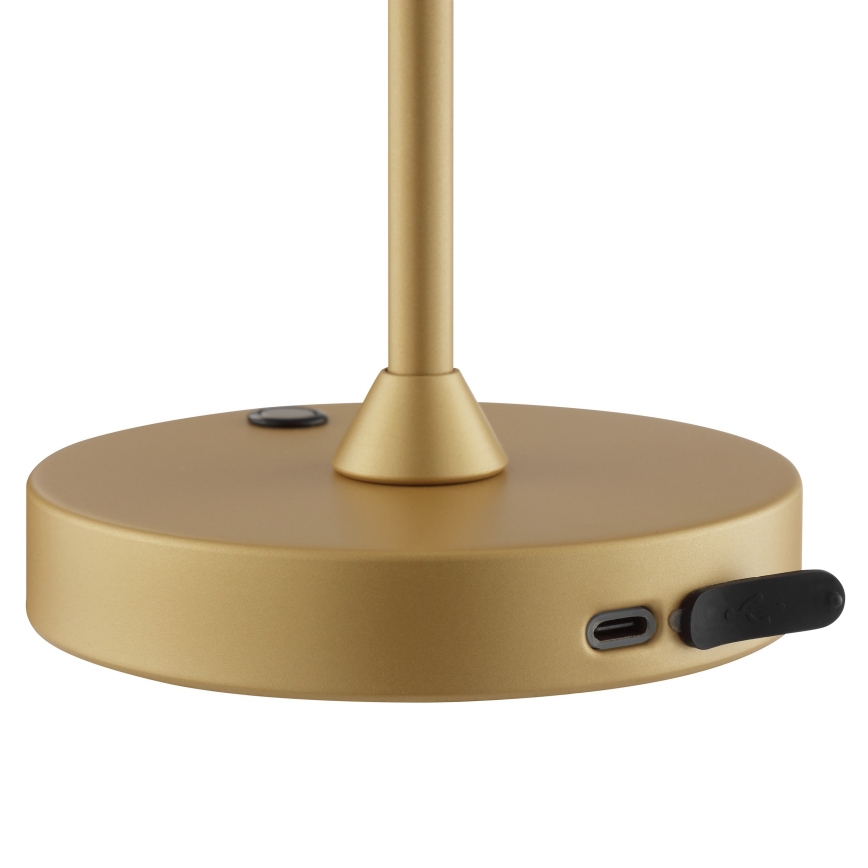 Brilliant - Lâmpada de mesa para exteriores tátil, recarregável e regulável ELORA LED/2,5W/5V 2700K 2600 mAh IP44 dourada