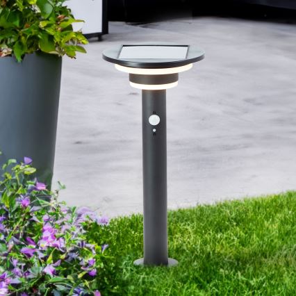 Brilliant - Lâmpada solar LED com sensor GARVINA LED/3W/3,7V 2000 mAh 45 cm IP44 preta