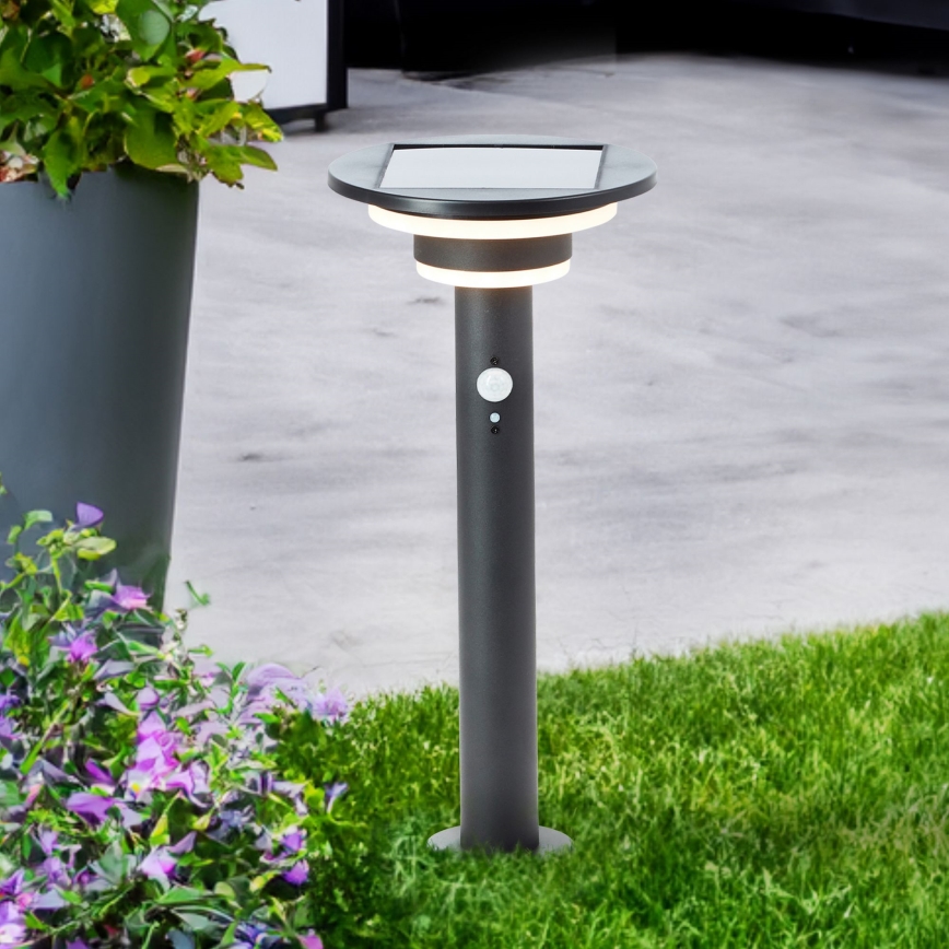 Brilliant - Lâmpada solar LED com sensor GARVINA LED/3W/3,7V 2000 mAh 45 cm IP44 preta