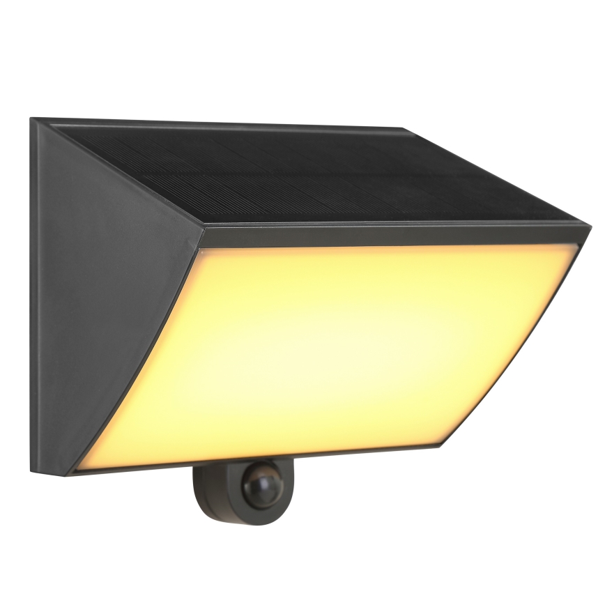 Brilliant - Aplique de parede solar com sensor SIERRA LED/6W/3,7V 2700/4000/6500K 2000 mAh IP54 preto