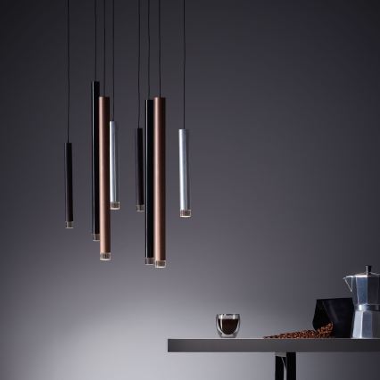 Brilliant - Lustre LED regulável suspenso por cabo CEMBALO LED/32W/230V cromado fosco/preto/castanho