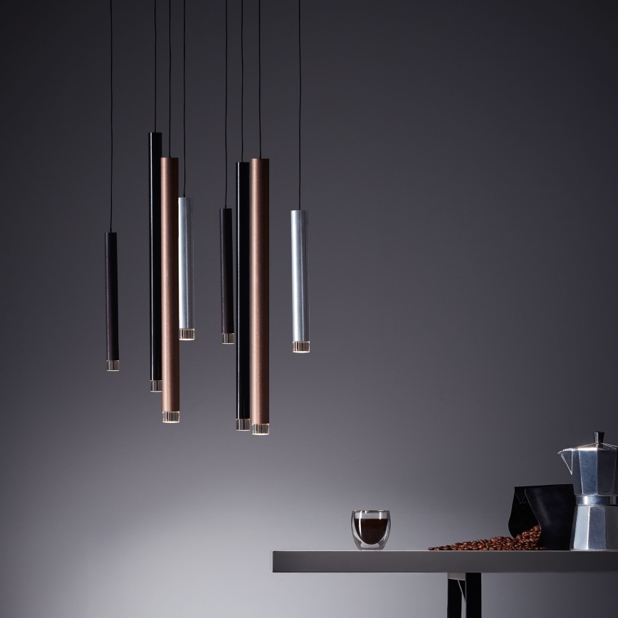 Brilliant - Lustre LED regulável suspenso por cabo CEMBALO LED/32W/230V cromado fosco/preto/castanho