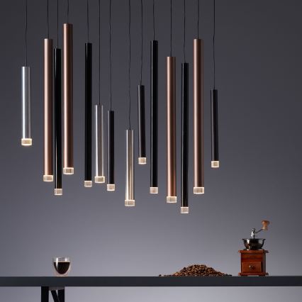 Brilliant - LED Lustre regulável suspenso por cabo CEMBALO LED/60W/230V cromo mate/preto/castanho