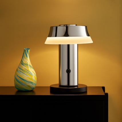 Brilliant - Lâmpada de mesa tátil recarregável com dimmer KINICH LED/2,5W/5V 2700K 2600 mAh cromo brilhante