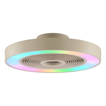 Brilliant - LED RGBW dimerizável candeeiro de tecto com ventilador CATANIA LED/37W/230V 2700-6500K Ø 48,6 cm bege + comando remoto