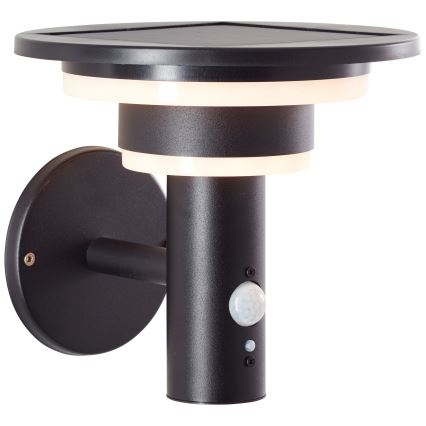 Brilliant - Luminária de parede solar LED com sensor GARVINA LED/3W/3,7V 2000 mAh IP44 preta