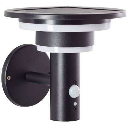 Brilliant - Luminária de parede solar LED com sensor GARVINA LED/3W/3,7V 2000 mAh IP44 preta