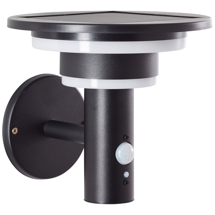 Brilliant - Luminária de parede solar LED com sensor GARVINA LED/3W/3,7V 2000 mAh IP44 preta