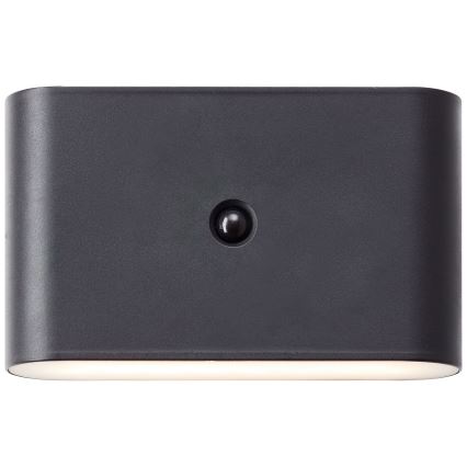 Brilliant - Luminária de parede exterior recarregável LED com sensor XINO LED/3W/5V 3600 mAh IP44 preta