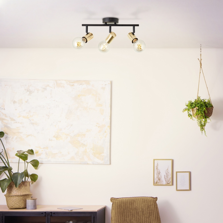 Brilliant - Luminária de focos KERRY 3xE27/40W/230V preto/latão