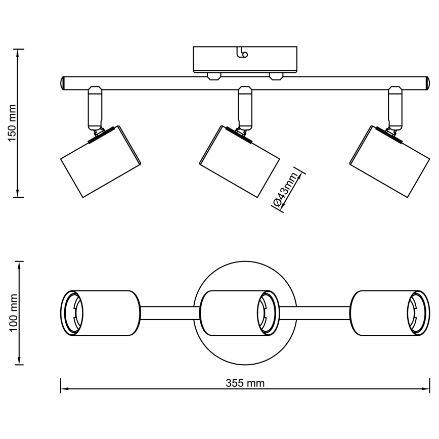 Brilliant - Luminária de focos KERRY 3xE27/40W/230V preto/latão