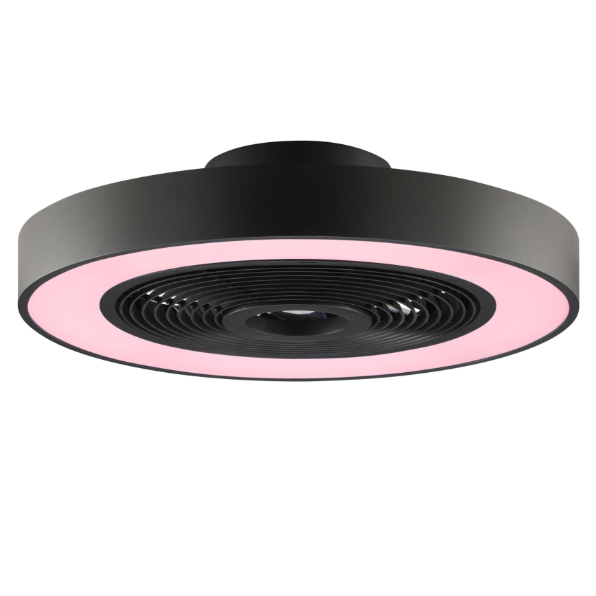 Brilliant - Candeeiro de teto LED RGBW dimerizável com ventilador CATANIA LED/37W/230V 2700-6500K diâmetro 48,6 cm preto + controlo remoto