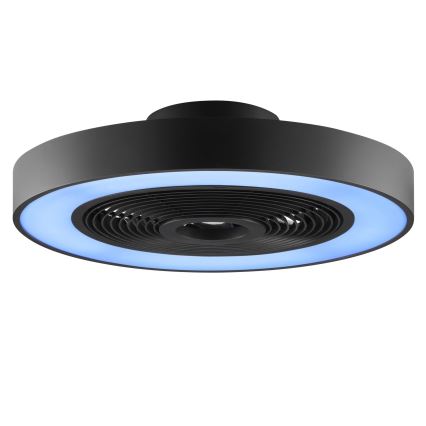 Brilliant - Candeeiro de teto LED RGBW dimerizável com ventilador CATANIA LED/37W/230V 2700-6500K diâmetro 48,6 cm preto + controlo remoto