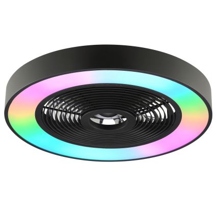 Brilliant - Candeeiro de teto LED RGBW dimerizável com ventilador CATANIA LED/37W/230V 2700-6500K diâmetro 48,6 cm preto + controlo remoto