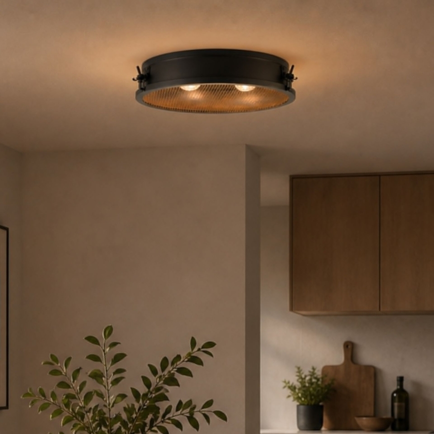 Brilliant - Luminária de teto ZOIS 2xE27/28W/230V diâmetro 42 cm preta