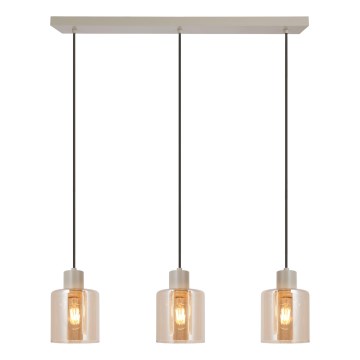 Brilliant - Lustre com cabo LYSKA 3xE27/20W/230V creme/bege fumado