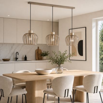 Brilliant - Lustre suspenso com cabo NORDIC CAGE 3xE27/20W/230V bege