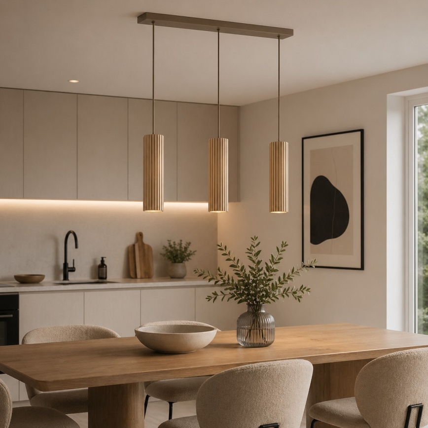 Brilliant - Lustre suspenso em cabo LAKEWOOD 3xGU10/10W/230V castanho