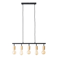 Brilliant - Lustre suspenso por cabo 5xE27/28W/230V preto/bambu