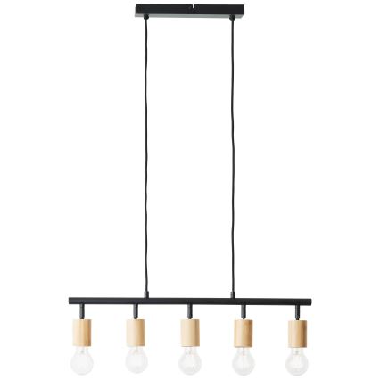 Brilliant - Lustre suspenso por cabo 5xE27/28W/230V preto/bambu