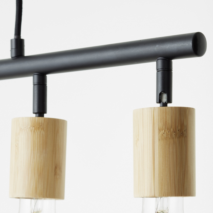 Brilliant - Lustre suspenso por cabo 5xE27/28W/230V preto/bambu