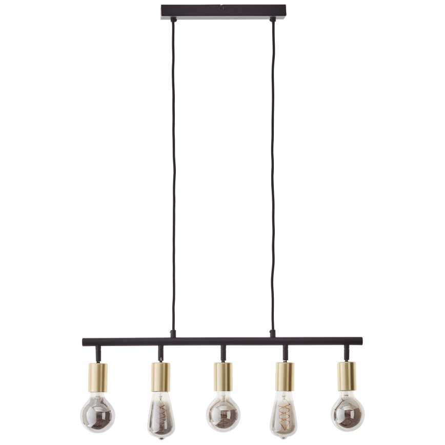 Brilliant - Lustre suspenso por cabo 5xE27/28W/230V preto/latão