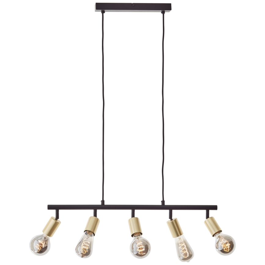 Brilliant - Lustre suspenso por cabo 5xE27/28W/230V preto/latão