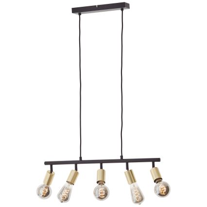 Brilliant - Lustre suspenso por cabo 5xE27/28W/230V preto/latão