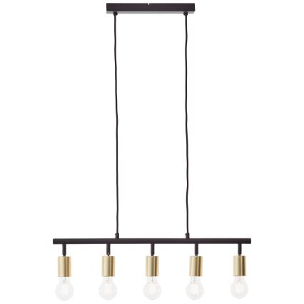 Brilliant - Lustre suspenso por cabo 5xE27/28W/230V preto/latão