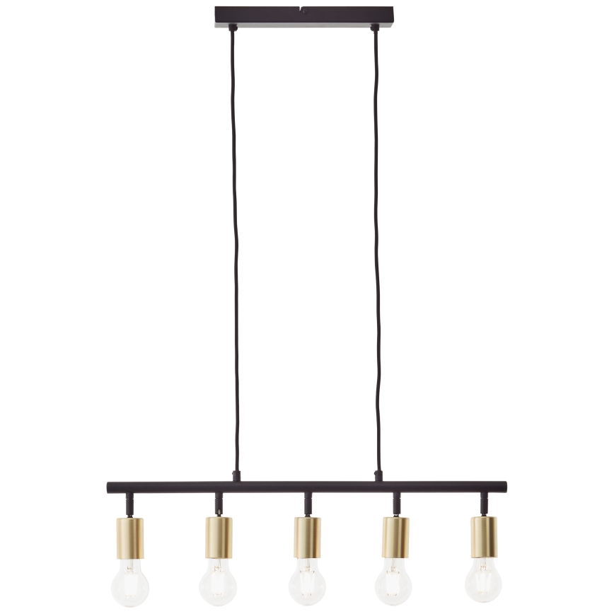 Brilliant - Lustre suspenso por cabo 5xE27/28W/230V preto/latão