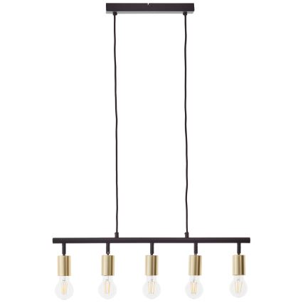 Brilliant - Lustre suspenso por cabo 5xE27/28W/230V preto/latão