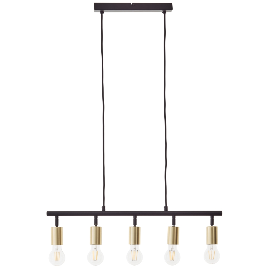 Brilliant - Lustre suspenso por cabo 5xE27/28W/230V preto/latão