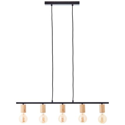 Brilliant - Lustre suspenso por cabo KERRY 5xE27/40W/230V preto/bambu