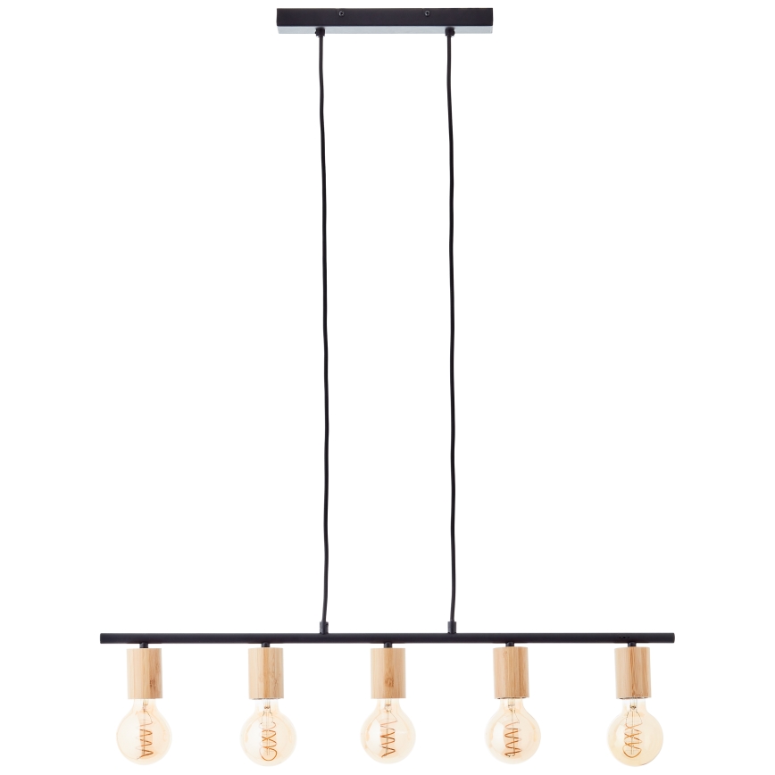 Brilliant - Lustre suspenso por cabo KERRY 5xE27/40W/230V preto/bambu