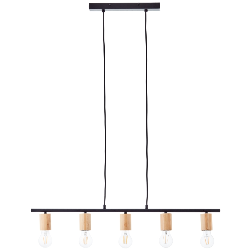 Brilliant - Lustre suspenso por cabo KERRY 5xE27/40W/230V preto/bambu