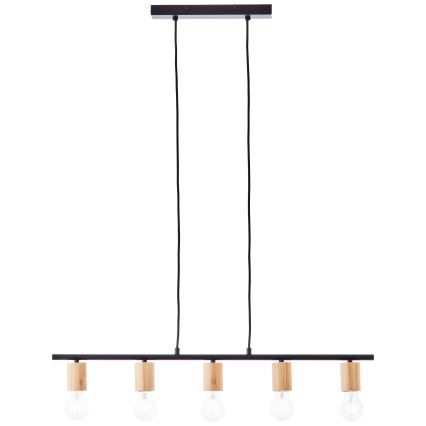 Brilliant - Lustre suspenso por cabo KERRY 5xE27/40W/230V preto/bambu