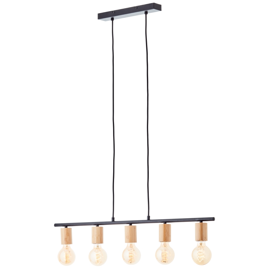 Brilliant - Lustre suspenso por cabo KERRY 5xE27/40W/230V preto/bambu