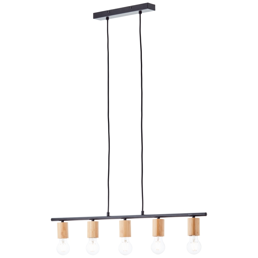 Brilliant - Lustre suspenso por cabo KERRY 5xE27/40W/230V preto/bambu