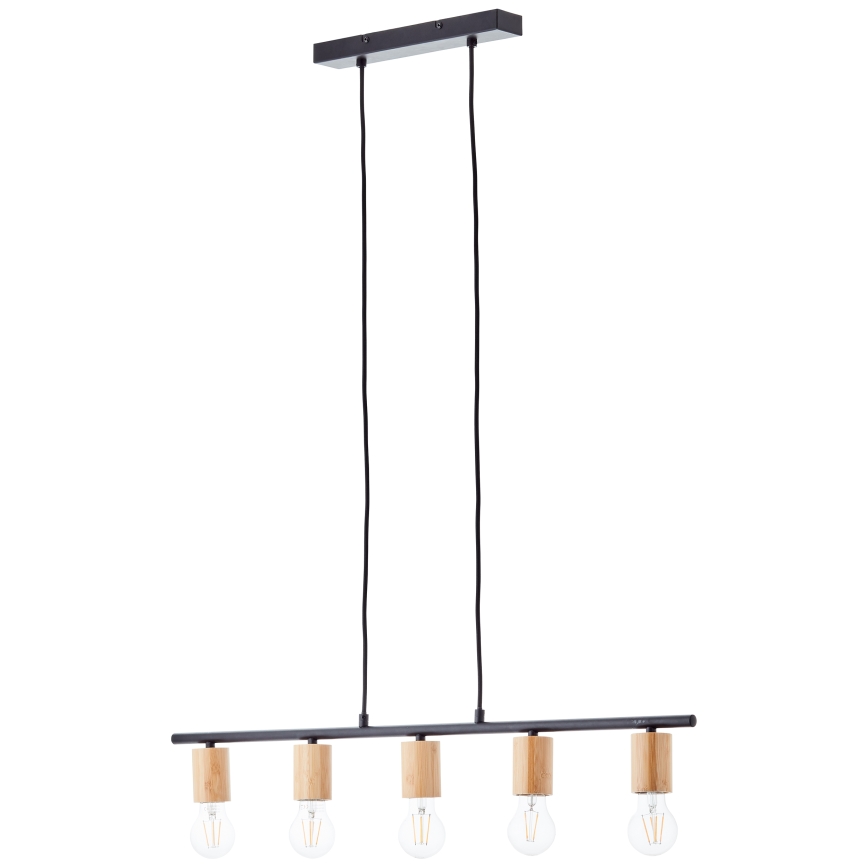 Brilliant - Lustre suspenso por cabo KERRY 5xE27/40W/230V preto/bambu