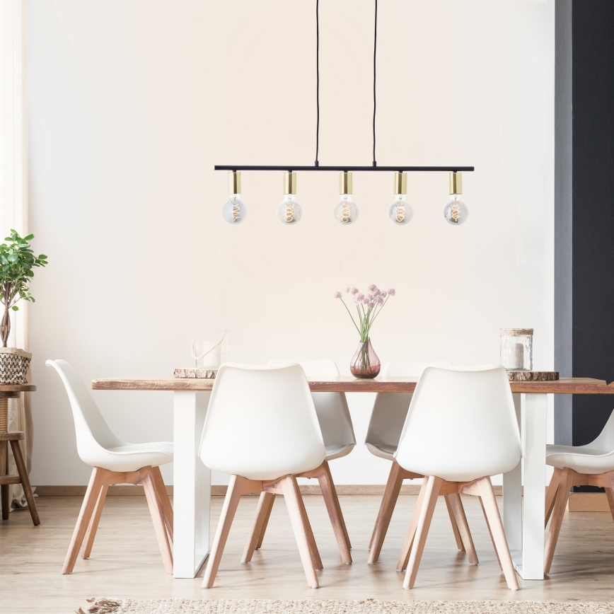 Brilliant - Lustre suspenso por cabo KERRY 5xE27/40W/230V preto/latão