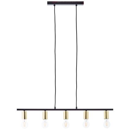 Brilliant - Lustre suspenso por cabo KERRY 5xE27/40W/230V preto/latão