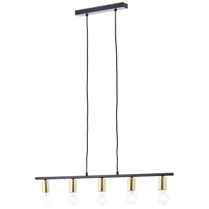 Brilliant - Lustre suspenso por cabo KERRY 5xE27/40W/230V preto/latão