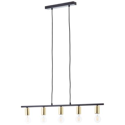 Brilliant - Lustre suspenso por cabo KERRY 5xE27/40W/230V preto/latão