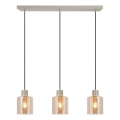 Brilliant - Lustre suspenso por cabo LYSKA 3x E27/20W/230V creme/bege fumê