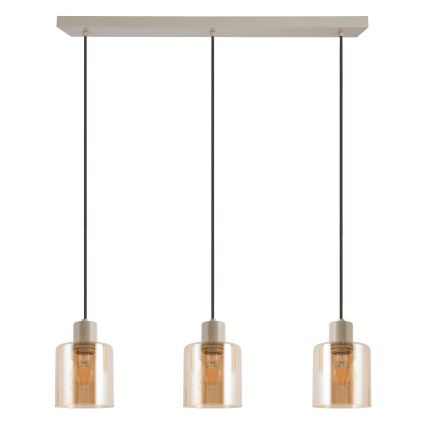 Brilliant - Lustre suspenso por cabo LYSKA 3x E27/20W/230V creme/bege fumê