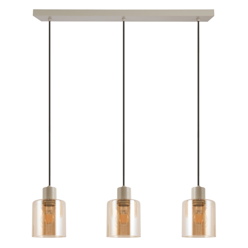 Brilliant - Lustre suspenso por cabo LYSKA 3x E27/20W/230V creme/bege fumê