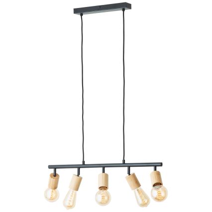 Brilliant - Lustre suspenso por cabo TIFFANY 5xE27/28W/230V preto/bambu