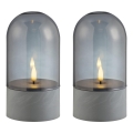 Brilliant - Pack de 2 velas LED ILLUSION LED/2xAA IP44 cinzento/preto fumê