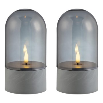 Brilliant - Pack de 2 velas LED ILLUSION LED/2xAA IP44 cinzento/preto fumê