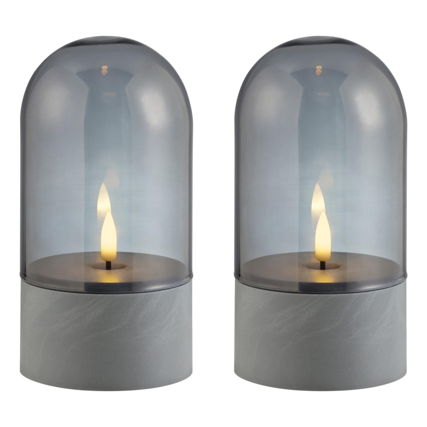 Brilliant - Pack de 2 velas LED ILLUSION LED/2xAA IP44 cinzento/preto fumê